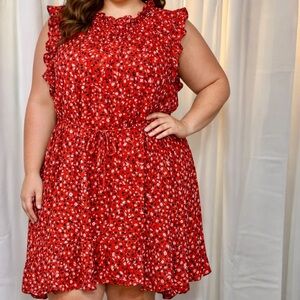 NWT Who What Wear ‘Bellflower Vine’ Ruffle Trim Sleeveless High-Low Hem Dress 3X